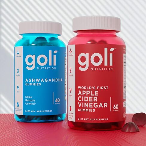 Goli Power Wellness Duo for Stress & Wellness Support – Apple Cider Vinegar & Ashwagandha Gummies with Vitamin B12 & Vitamin D, Gluten-Free, Vegan, Non-GMO & Gelatin-Free in Kuwait