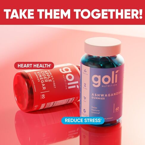 Goli Power Wellness Duo for Stress & Wellness Support – Apple Cider Vinegar & Ashwagandha Gummies with Vitamin B12 & Vitamin D, Gluten-Free, Vegan, Non-GMO & Gelatin-Free in Kuwait