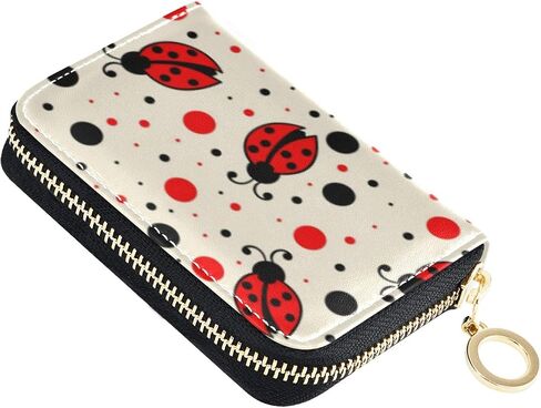 OTVEE RFID Credit Card Holder Case, Microfiber Leather Zipper Card Wallet for Women (Ladybugs) in Saudi Arabia