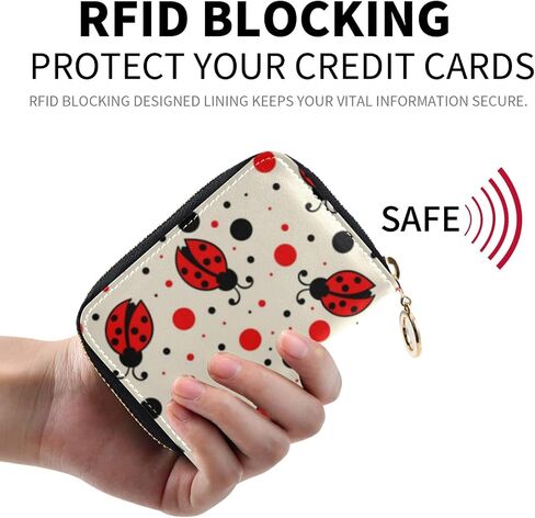 OTVEE RFID Credit Card Holder Case, Microfiber Leather Zipper Card Wallet for Women (Ladybugs) in Saudi Arabia