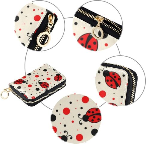 OTVEE RFID Credit Card Holder Case, Microfiber Leather Zipper Card Wallet for Women (Ladybugs) in Saudi Arabia