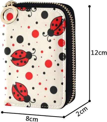 OTVEE RFID Credit Card Holder Case, Microfiber Leather Zipper Card Wallet for Women (Ladybugs) in Saudi Arabia