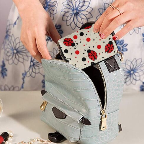 OTVEE RFID Credit Card Holder Case, Microfiber Leather Zipper Card Wallet for Women (Ladybugs) in Saudi Arabia
