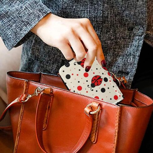 OTVEE RFID Credit Card Holder Case, Microfiber Leather Zipper Card Wallet for Women (Ladybugs) in Saudi Arabia
