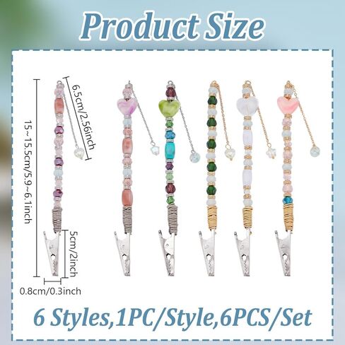6 Styles Iron Credit Card Grabber for Long Nail, 6pcs Debit Bank Card Grabber with Alligator Clip, Glass Heart Star Beaded Credit Card Clips Pullers for Long Nails Keychain Women Girls in Kuwait
