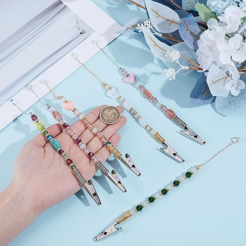 6 Styles Iron Credit Card Grabber for Long Nail, 6pcs Debit Bank Card Grabber with Alligator Clip, Glass Heart Star Beaded Credit Card Clips Pullers for Long Nails Keychain Women Girls in Kuwait