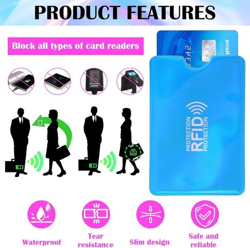 24 قطعة من الأكمام الملونة RFID لبطاقات الائتمان، وأكمام آمنة لحماية سرقة الهوية، واقيات بطاقات رفيعة من رقائق الألومنيوم المقاومة للماء لمحفظة جواز السفر لبطاقة الخصم in Kuwait