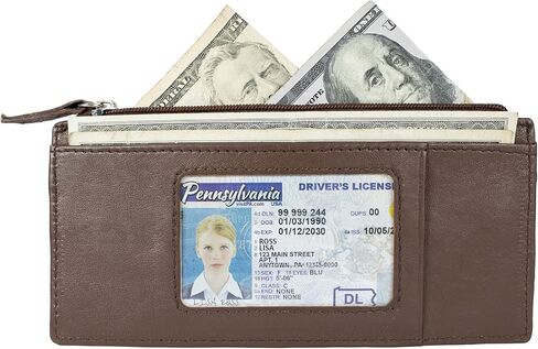 Paul Walter Genuien Leather Women's Credit Card Case ID Window Slim Wallet in Saudi Arabia
