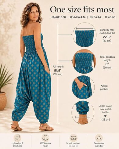 likemary Harem Jumpsuits for Women Pulls Down into Harem Pants with Pockets - 2 in 1 Comfy Pants & Strapless Tube Top Romper in Saudi Arabia