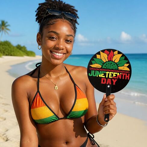 30 Pcs Happy Juneteenth Day Plastic Fans 6 Styles Juneteenth Round Plastic Handheld Fans Bulk for June 19th 1865 Freedom Juneteenth Community Party Favors Supplies Decorations Gifts in Saudi Arabia