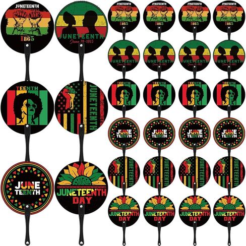 30 Pcs Happy Juneteenth Day Plastic Fans 6 Styles Juneteenth Round Plastic Handheld Fans Bulk for June 19th 1865 Freedom Juneteenth Community Party Favors Supplies Decorations Gifts in Saudi Arabia