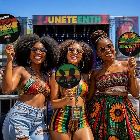 30 Pcs Happy Juneteenth Day Plastic Fans 6 Styles Juneteenth Round Plastic Handheld Fans Bulk for June 19th 1865 Freedom Juneteenth Community Party Favors Supplies Decorations Gifts in Saudi Arabia