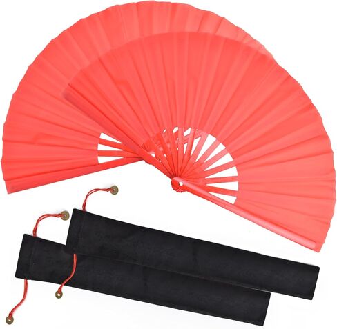 Folding Hand Fan with Bamboo for Women Men, Chinese Japanese Bamboo Fan Hand Fan for Festival, Dance, Gift, Performance, Decorations (Bamboo Fan Black 2p+case) in Saudi Arabia
