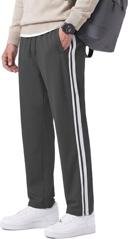 Safort Men's 30"/32"/34" Track Pants Wide Leg Sweatpants Zipper Pockets Loose Sweatpants Athletic Workout in Kuwait