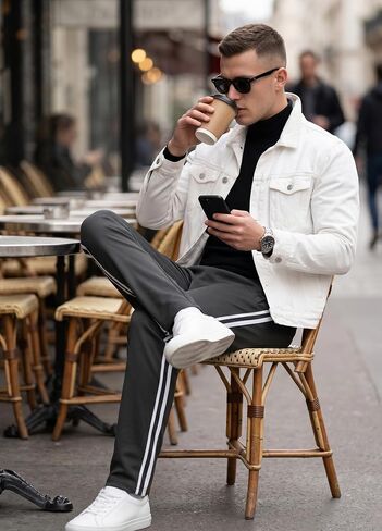 Safort Men's 30"/32"/34" Track Pants Wide Leg Sweatpants Zipper Pockets Loose Sweatpants Athletic Workout in Kuwait