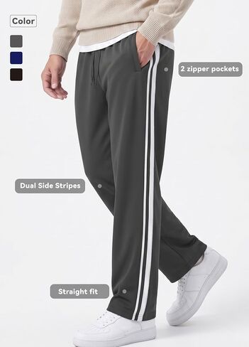 Safort Men's 30"/32"/34" Track Pants Wide Leg Sweatpants Zipper Pockets Loose Sweatpants Athletic Workout in Kuwait