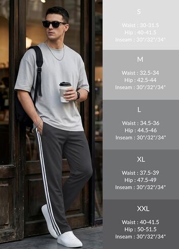 Safort Men's 30"/32"/34" Track Pants Wide Leg Sweatpants Zipper Pockets Loose Sweatpants Athletic Workout in Kuwait