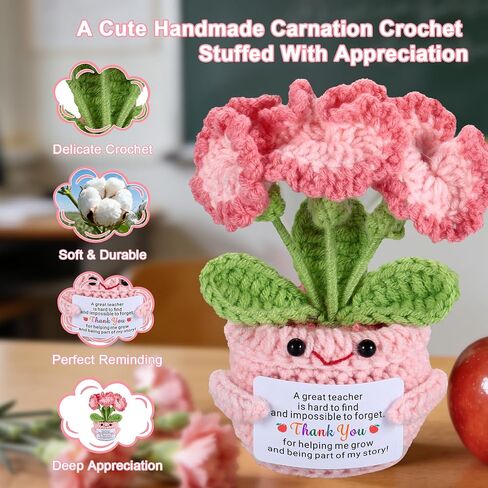 Teacher Appreciation Gifts for Women Men - Teacher Appreciation Thank You Flower Crochet Retirement Gifts for Woman Man, End of Year Daycare Music Teacher Gifts for Women Men Christmas Valentines Gift in Kuwait