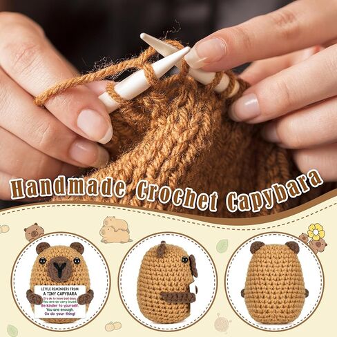Positive Capybara Fathers Day Birthday Gift for Men Women, Back to School Gifts for Students Teen Boy Girl, Stress Relief Little Reminders Gifts for Friends Coworker, Crochet Cheer Support Capybara in Saudi Arabia