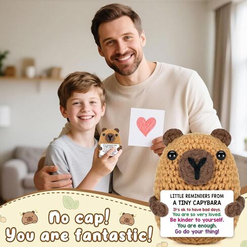 Positive Capybara Fathers Day Birthday Gift for Men Women, Back to School Gifts for Students Teen Boy Girl, Stress Relief Little Reminders Gifts for Friends Coworker, Crochet Cheer Support Capybara in Saudi Arabia