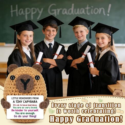 Positive Capybara Fathers Day Birthday Gift for Men Women, Back to School Gifts for Students Teen Boy Girl, Stress Relief Little Reminders Gifts for Friends Coworker, Crochet Cheer Support Capybara in Saudi Arabia