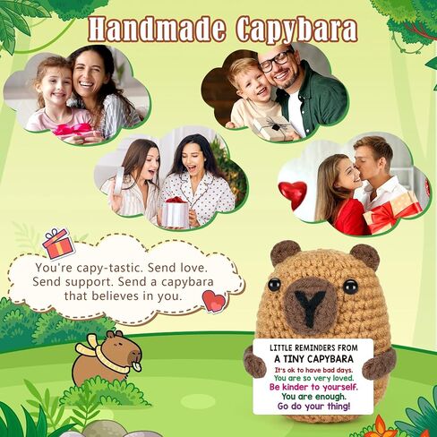 Positive Capybara Fathers Day Birthday Gift for Men Women, Back to School Gifts for Students Teen Boy Girl, Stress Relief Little Reminders Gifts for Friends Coworker, Crochet Cheer Support Capybara in Saudi Arabia