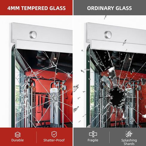 AMOISE Home Gym Mirror for Wall, 50"x25"-3PCS Frameless Tempered Glass Mirror, Large Full Length Mirror for Garage, Workout, Yoga Room, Dance Studio & Home Exercise in Saudi Arabia