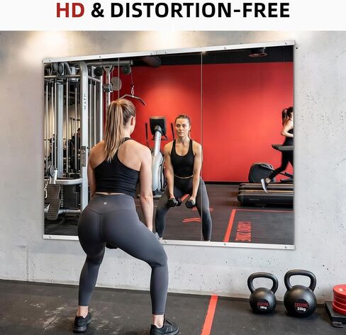 AMOISE Home Gym Mirror for Wall, 50"x25"-3PCS Frameless Tempered Glass Mirror, Large Full Length Mirror for Garage, Workout, Yoga Room, Dance Studio & Home Exercise in Saudi Arabia