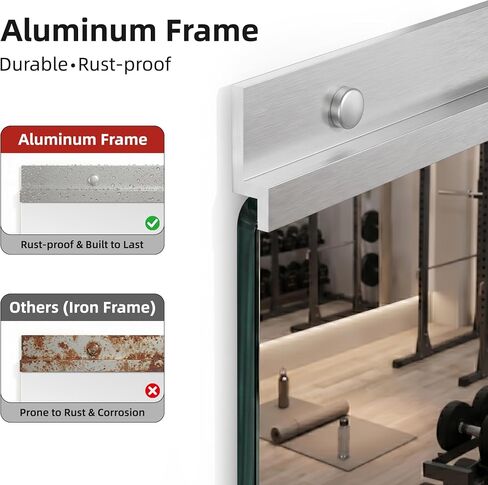 AMOISE Home Gym Mirror for Wall, 50"x25"-3PCS Frameless Tempered Glass Mirror, Large Full Length Mirror for Garage, Workout, Yoga Room, Dance Studio & Home Exercise in Saudi Arabia