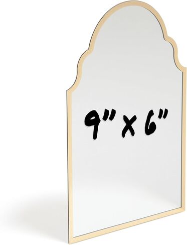 U Brands Magnetic Arch Gold Framed Locker Mirror, 9" x 6", Gold Border in Kuwait