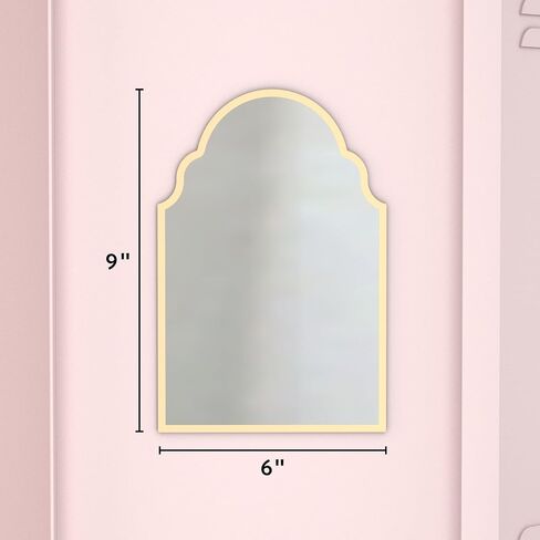 U Brands Magnetic Arch Gold Framed Locker Mirror, 9" x 6", Gold Border in Kuwait