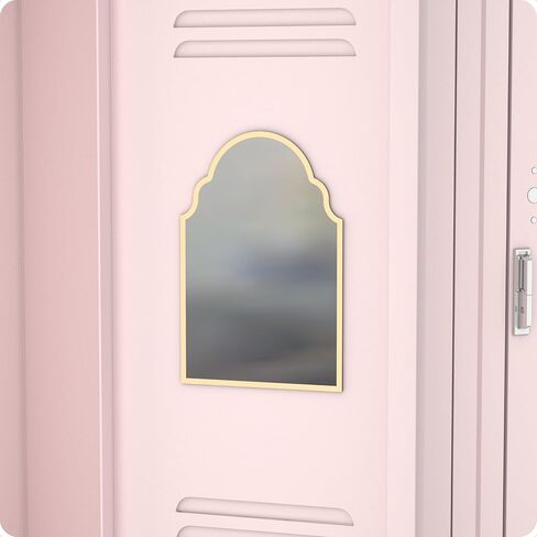 U Brands Magnetic Arch Gold Framed Locker Mirror, 9" x 6", Gold Border in Kuwait