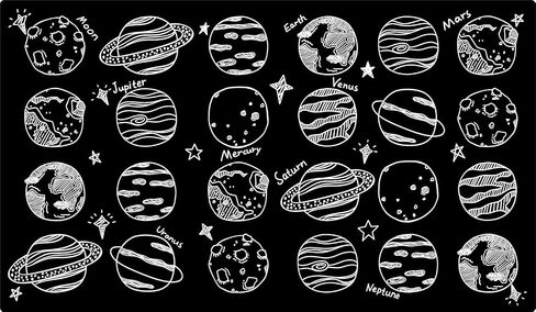 Booooom Jackson Large Classroom Rug for 24 Students – Abstract Planet Black & White Space Theme Carpet, 7'6"x13'1" Fade-Resistant Nylon Seating Rug for Preschool, Kindergarten, Elementary in Saudi Arabia