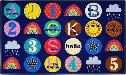 Blue Classroom Rug for Kids, 7'6''x13'1'' Durable Nylon Classroom Seating Rug with Non-Slip Backing, School Carpet for Circle Time, Preschool, Daycare, Playroom, Learning & Reading Area in Saudi Arabia