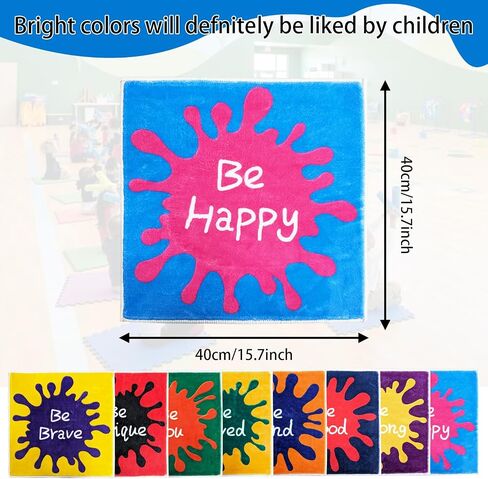 USTIDE 8-Pack 16" Kids Floor Seats - Colorful Stackable Carpet Mats for Classroom, Preschool & Daycare, Soft Playroom Seating Pads with Inspirational Quote Designs in Saudi Arabia