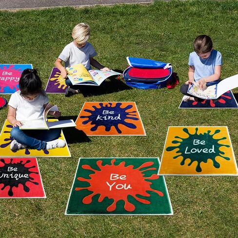 USTIDE 8-Pack 16" Kids Floor Seats - Colorful Stackable Carpet Mats for Classroom, Preschool & Daycare, Soft Playroom Seating Pads with Inspirational Quote Designs in Saudi Arabia