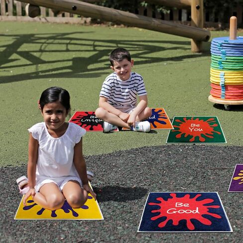 USTIDE 8-Pack 16" Kids Floor Seats - Colorful Stackable Carpet Mats for Classroom, Preschool & Daycare, Soft Playroom Seating Pads with Inspirational Quote Designs in Saudi Arabia
