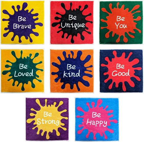 USTIDE 8-Pack 16" Kids Floor Seats - Colorful Stackable Carpet Mats for Classroom, Preschool & Daycare, Soft Playroom Seating Pads with Inspirational Quote Designs in Saudi Arabia