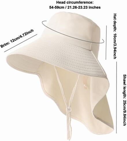 Women Wide-Brim-Bucket-Ponytail-Sun-Hats - Summer UV Protection Sun Hat Foldable Fishing Hat with Neck Flap Pony Hole in Kuwait