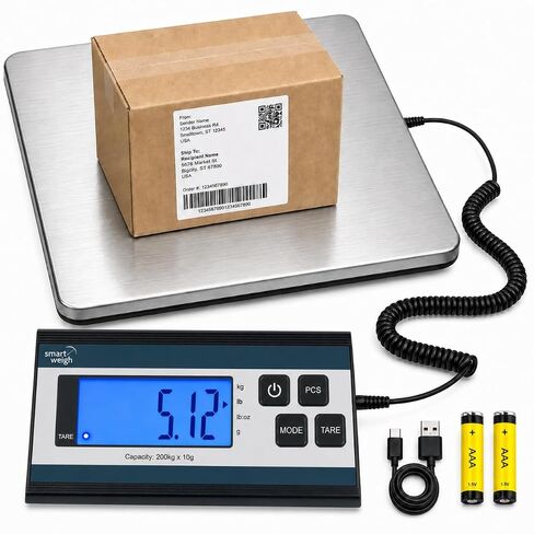 Smart Weigh 440lbs x 1 oz. Digital Heavy Duty Shipping and Postal Scale, Package Scale with Durable Stainless Steel Large Platform, Post Office Postal Scale and Luggage Scale in Kuwait