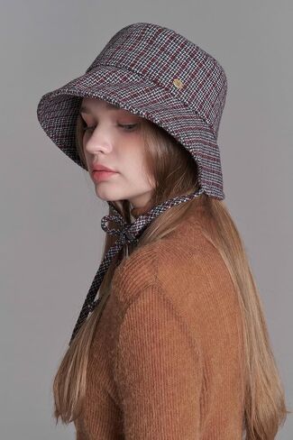 WHITE SANDS MOJA Check Wool Bucket Hat GIRONA Adjustable Strap Warm Winter Hat for Women in Saudi Arabia