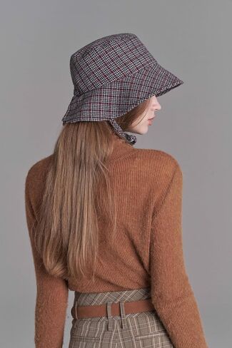 WHITE SANDS MOJA Check Wool Bucket Hat GIRONA Adjustable Strap Warm Winter Hat for Women in Saudi Arabia