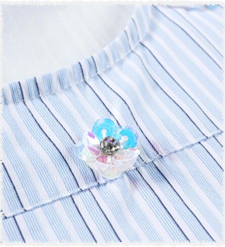 Girls Blue Striped Dress with 7 Sequin Flowers, Sparkly Casual & Party Dress for Girls 6-16Y in Saudi Arabia