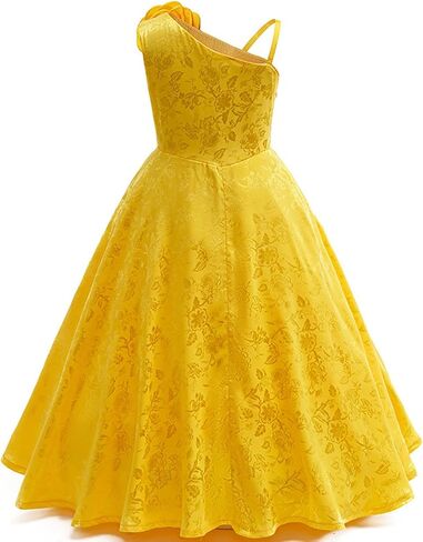 Girls Princess Dress Floral Jacquard One Shoulder Ball Gown for Wedding Birthday Pageant, Kids Formal Party Dress in Saudi Arabia