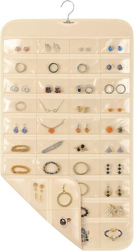 1 Pack Hanging Jewelry Organizer, 80 Clear Pockets earring organizer and storage, Accessories holder organizer for Closet, Jewelries, Necklace, Travel in Saudi Arabia