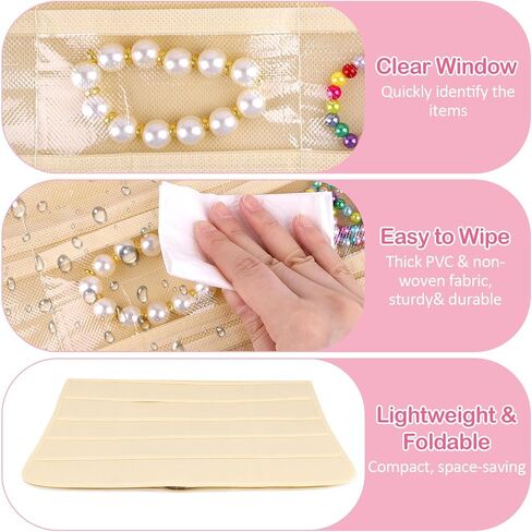 1 Pack Hanging Jewelry Organizer, 80 Clear Pockets earring organizer and storage, Accessories holder organizer for Closet, Jewelries, Necklace, Travel in Saudi Arabia