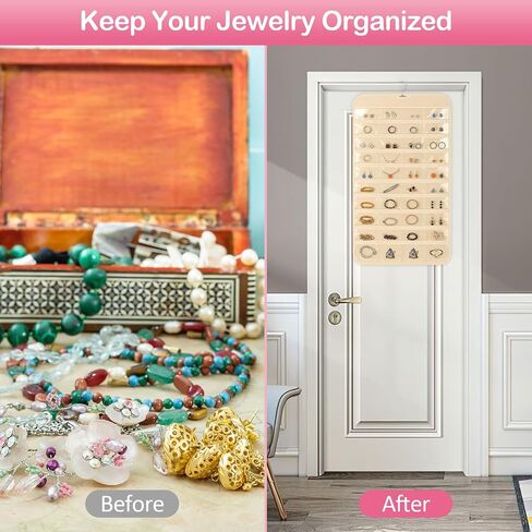 1 Pack Hanging Jewelry Organizer, 80 Clear Pockets earring organizer and storage, Accessories holder organizer for Closet, Jewelries, Necklace, Travel in Saudi Arabia