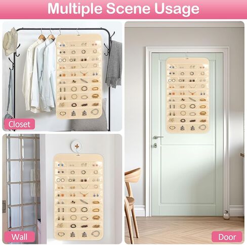 1 Pack Hanging Jewelry Organizer, 80 Clear Pockets earring organizer and storage, Accessories holder organizer for Closet, Jewelries, Necklace, Travel in Saudi Arabia