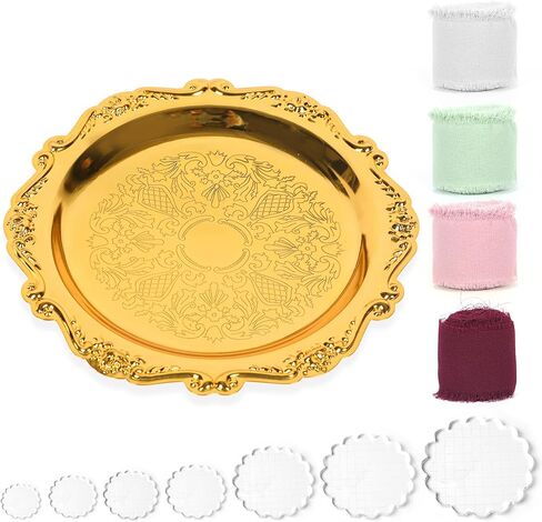 12pcs Flat Lay Props Set, Detail Props Photography Set Include Vintage Jewelry Tray, Acrylic Display Block and Chiffon Silk Ribbon, for Wedding Bridal Party Photography Decor in Saudi Arabia