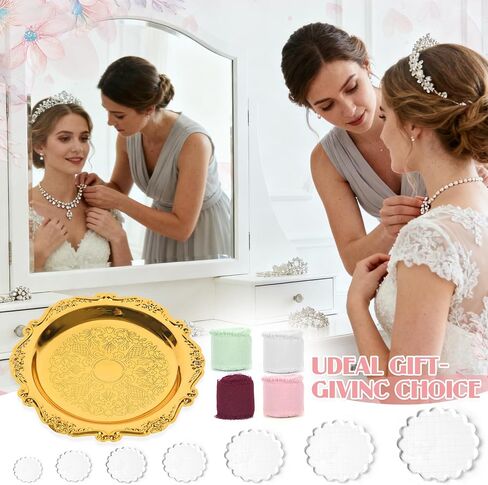 12pcs Flat Lay Props Set, Detail Props Photography Set Include Vintage Jewelry Tray, Acrylic Display Block and Chiffon Silk Ribbon, for Wedding Bridal Party Photography Decor in Saudi Arabia